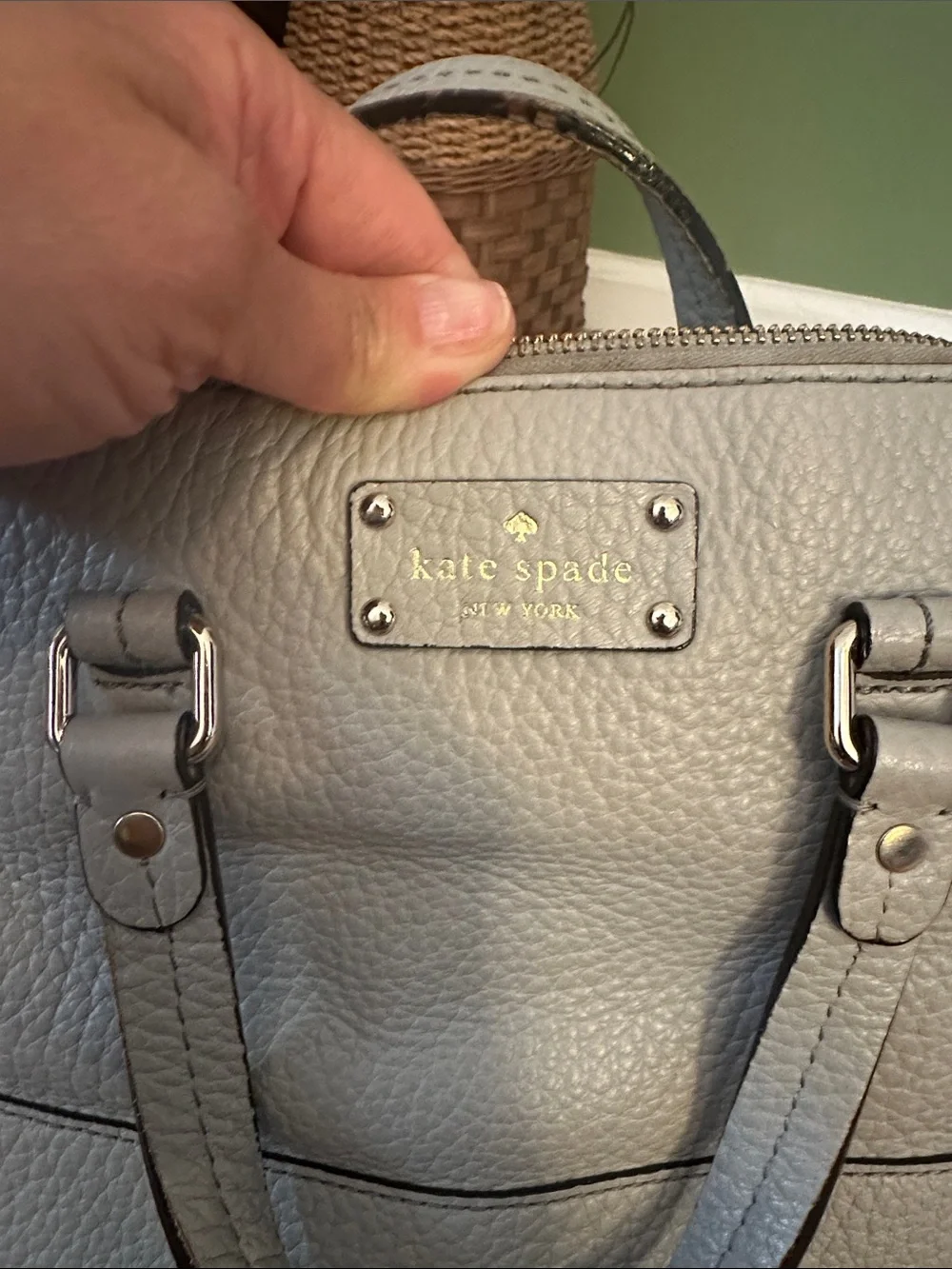 Kate Spade - Pebbled Leather Satchel Handbag in Light Gray